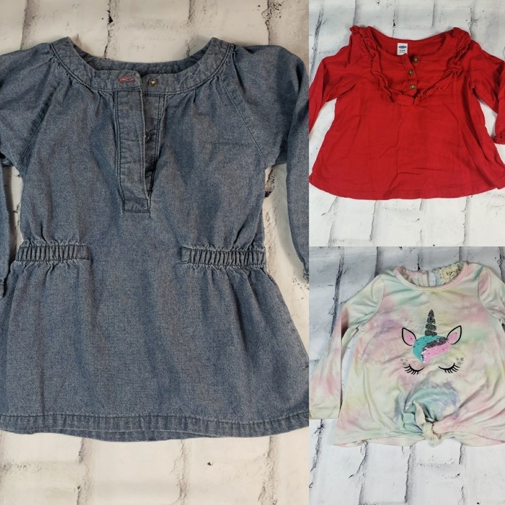 Bundle of 3 Carters Old Navy Girls Long Sleeve Tops Size 18 months
